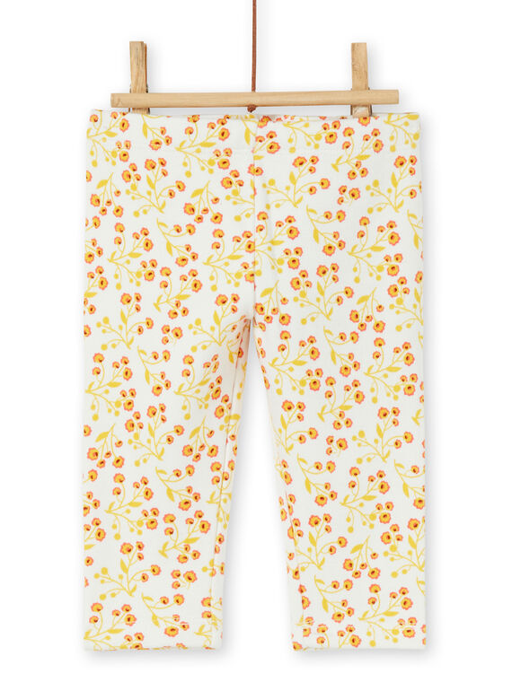 Leggings forrados de color crudo y amarillo con estampado floral para bebé niña LINAUPAN / 21SG09L1PAN001