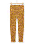 Pantalón forrado amarillo con estampado floral para niña MASAUPANT1 / 21W901P2PANB107