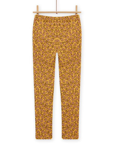 Pantalón forrado amarillo con estampado floral para niña MASAUPANT1 / 21W901P2PANB107