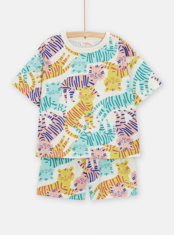 Pijama de color blanco con estampado de tigres para niños TEFAPYJMIX / 24SH1156PYJ632