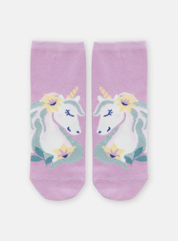 Calcetines lavanda con estampado de unicornio para niña TYAPOCHO1 / 24SI0186SOQ326