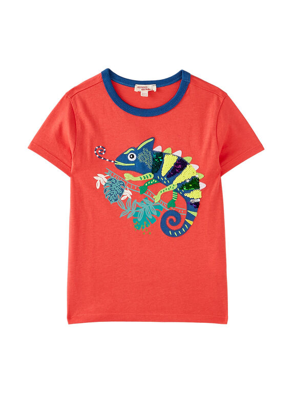 Camiseta de manga corta de color rojizo con estampado de camaleón para niño JOSAUTI1 / 20S902Q1TMC408