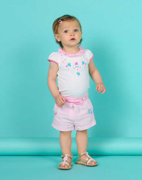 Short rosa de rayas para bebé niña NIFICSHO2 / 22SG09U1SHOD303