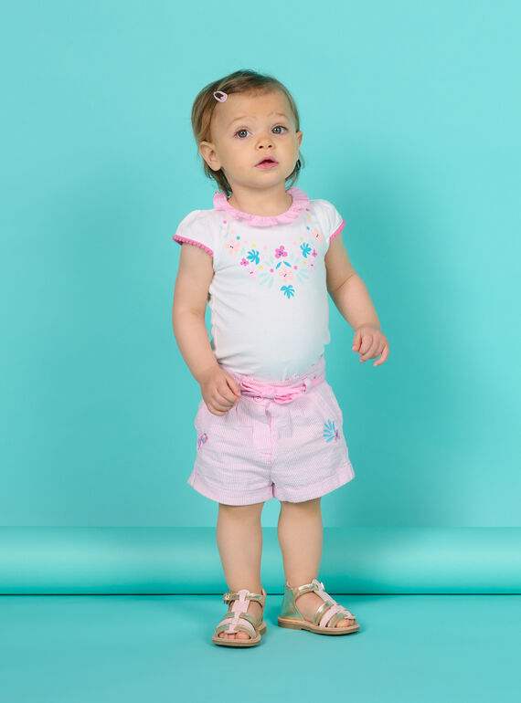 Short rosa de rayas para bebé niña NIFICSHO2 / 22SG09U1SHOD303