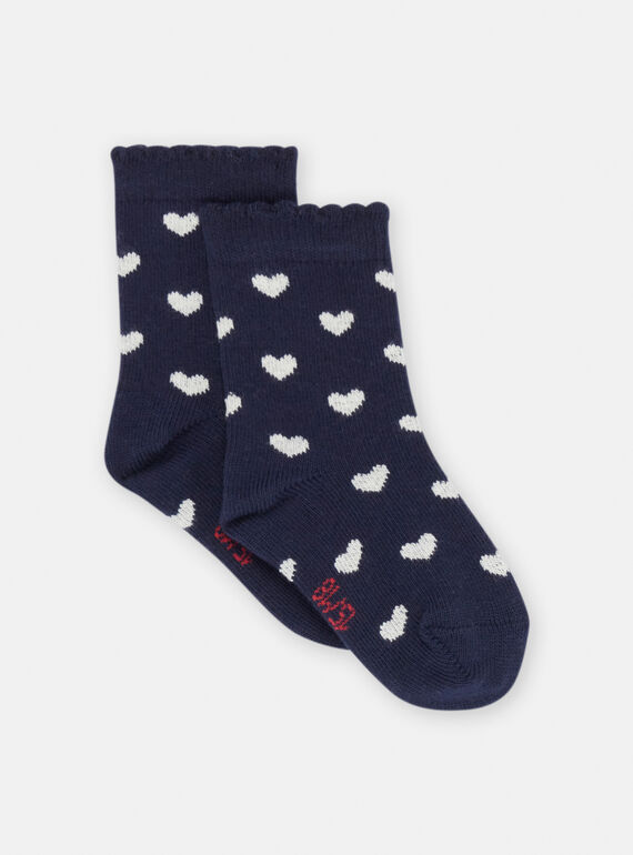 Calcetines azul marino con estampado de corazón para bebé niña SYIJOSOQ2 / 23WI09M4SOQ070