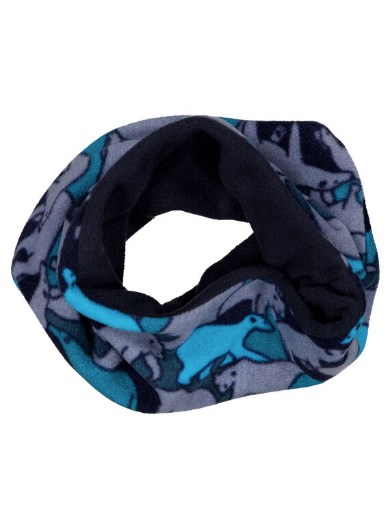 Snood de color azul marino de forro polar con estampado de oso polar GYOSKISNO / 19WI02W1SNO705