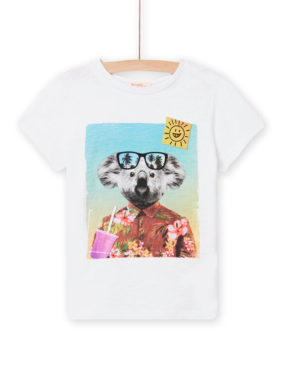 Camiseta blanca con estampado de koala para niño NOJOTI4 / 22S90273TMC000