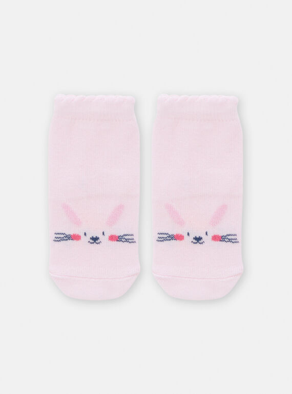 Calcetines de color rosa pétalo con estampado de conejo para bebé niña TYIJOSOQ5 / 24SI0982SOQ309