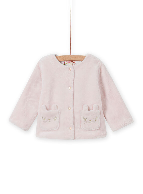 Cárdigan reversible de color rosa pastel para bebé niña MIJOCAR2 / 21WG0912CAR632