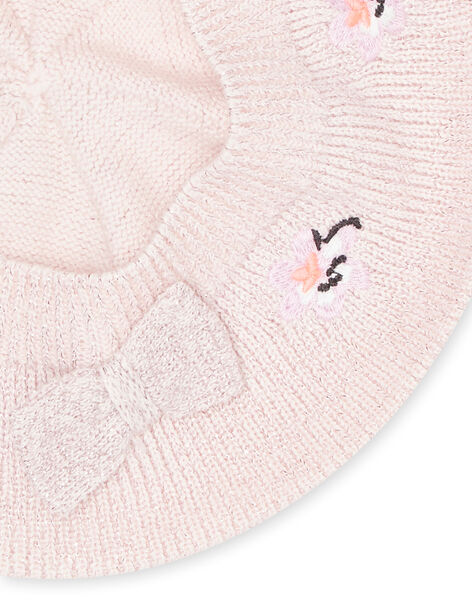 Boina de punto rosa empolvado con bordado floral para bebé niña NYIMOBON / 22SI09N1BOND327