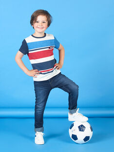 Camiseta de rayas de color gris jaspeado y azul, para niño LOHATI2 / 21S902X1TMCJ920