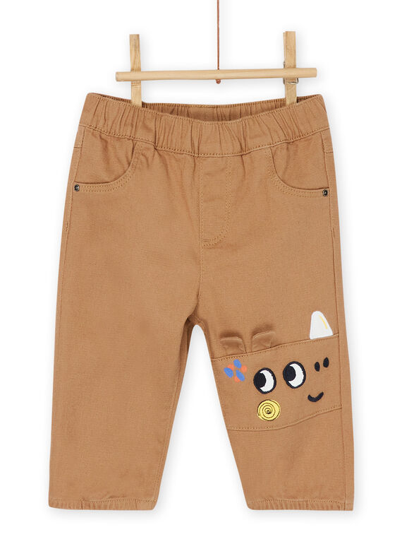 Pantalón marrón con estampado de rinoceronte RUJUNPAN / 23SG10U1PANI820
