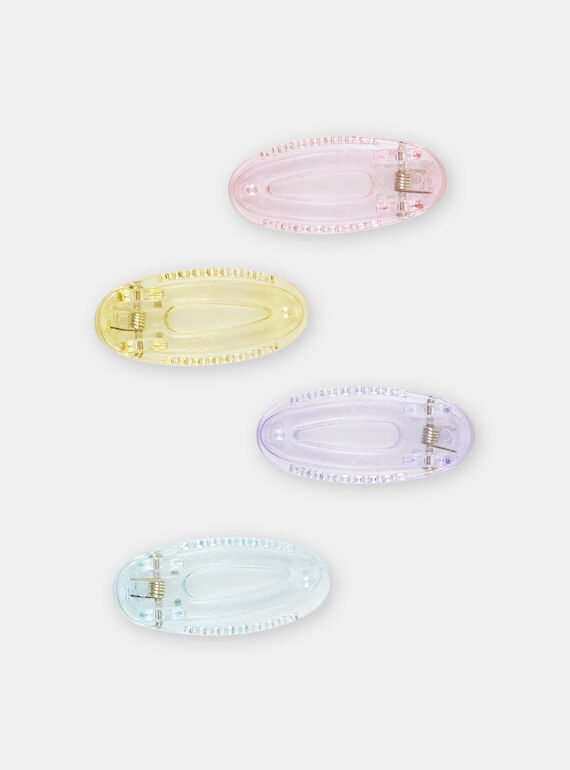 4 horquillas transparentes multicolor para niña SYAJOCLIC5 / 23WI0185BRT099