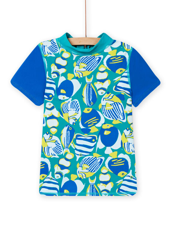 Camiseta con protección solar azul para niño NYOMERUVTIPOI / 22SI02L1TUVC242