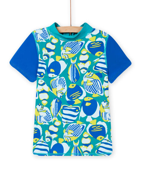 Camiseta con protección solar azul para niño NYOMERUVTIPOI / 22SI02L1TUVC242