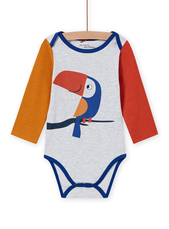 Body de manga larga multicolor con estampado de tucán para bebé niño MEGABODTOU / 21WH14C3BDLJ920
