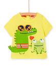 Camiseta de color amarillo pastel con estampado de cocodrilo y rana para bebé niño NUHOTI1 / 22SG10T1TMC103