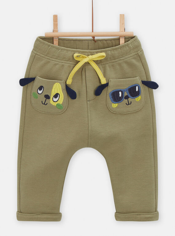 Pantalón caqui con dibujo de perro para bebé niño VUGAPAN2 / 24WG1011PANG608
