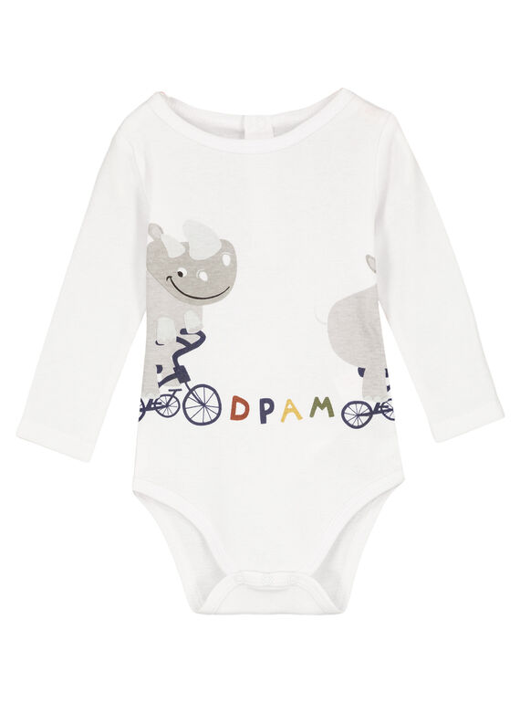 Body de manga larga de color blanco para niño recién nacido GEGABODANI / 19WH14N4BDL000