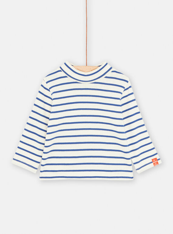 Jersey fino de color crema con cuello alto para bebé niño SUJOSOUP1 / 23WG10N4SPLA002