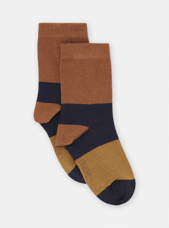 Calcetines de color canela con estampado de rayas SYOJOCHOC2 / 23WI02M1SOQ809