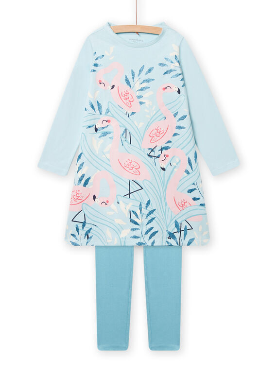 Camisón azul con estampado de flamencos y leggings para niña NEFACHUFLA / 22SH11G1CHN213