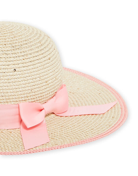 Sombrero de rafia con lazo rosa para niña NYAPACHAP / 22SI0121CHA009