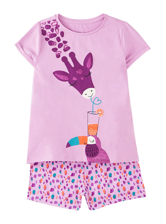 Pijama corto de color violeta para niña JEFAPYJ3 / 20SH11U1PYJ326
