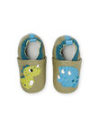 Patucos caqui con estampado de dinosaurios para bebé niño NUCHOSDINOS / 22KK3824D3S604