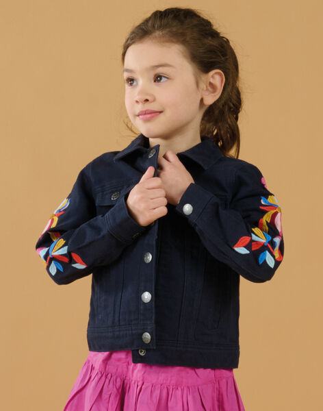 Chaqueta vaquera negra con manga bordada RAJUNVEST / 23S901U1VESC243