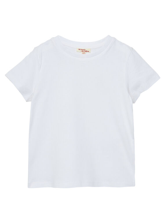 Camiseta de manga corta lisa de color blanco para niño JOESTI1 / 20S90262D31000