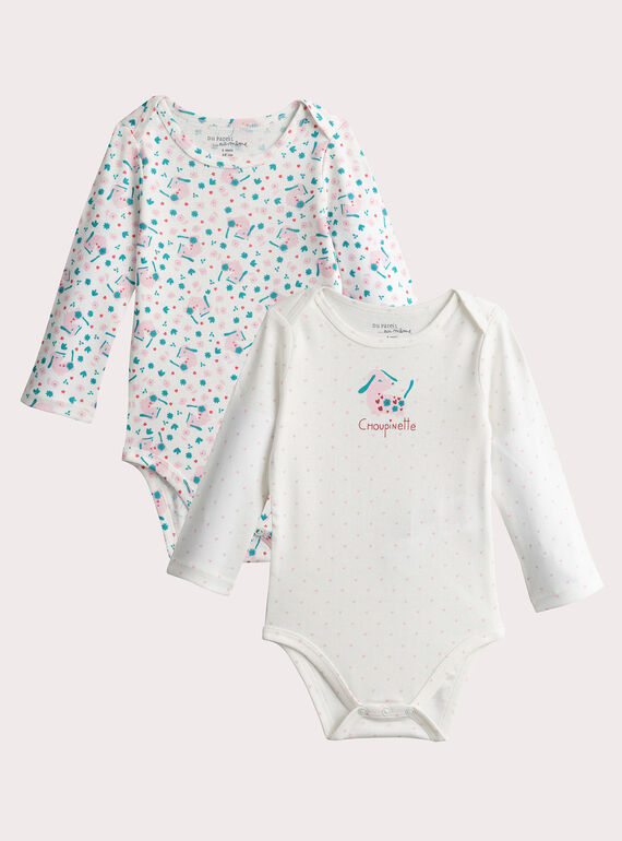 Lote de 2 bodys de manga larga con estampado para niña  VEFIBODDOG / 24WH1381BDL001