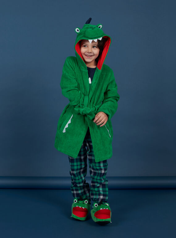 Bata verde con capucha y dibujo de cocodrilo para niña NEGOPEICRO / 22SH12G1RDCG623