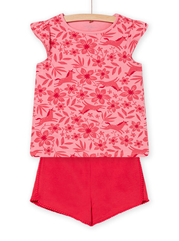 Pijama rosa con estampado de unicornio y floral para niña NEFAPYJUNI / 22SH11H9PYJD305