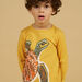 Camiseta amarilla con bordado de tortuga para niño