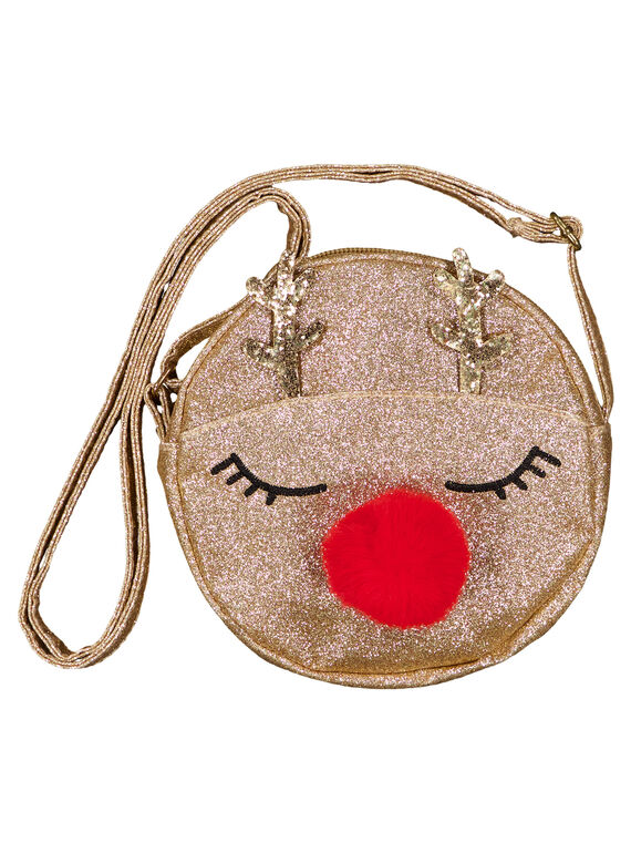 Bolso redondo con brillo dorado y borla GYANOBAG / 19WI01V1BESK008