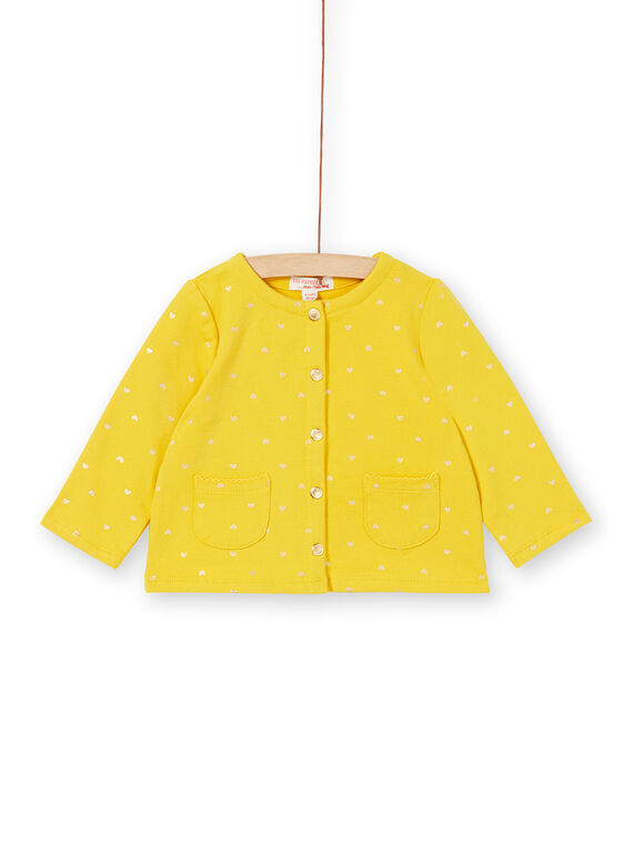 Cárdigan con estampado de corazones de color amarillo y dorado, para bebé niña LIJOCAR2 / 21SG0943CAR106