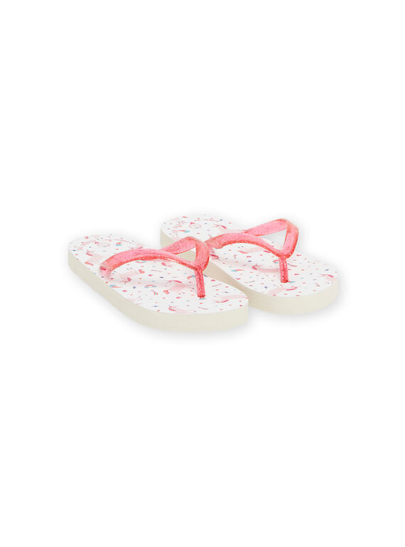 Chanclas blancas y rosas con estampado de unicornio y de fantasía para niña NATONGLICOR / 22KK3582D01099