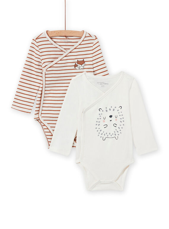 Pack de 2 bodis cruzados de manga larga con estampado de erizo para recién nacido unisex MOU2BOD2 / 21WF04D1BOD001