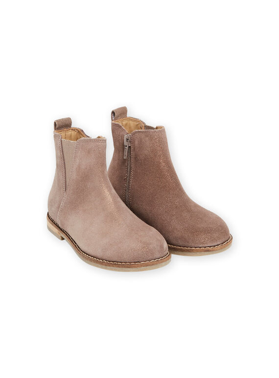 Botines de piel de color topo irisado para niña MABOOTAUPE / 21XK3577D0D803