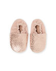 Zapatillas de casa de piel flexible rosa con estampado de leopardo para bebé niña MICHOPRINT / 21XK3724D3S030