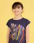 Camiseta de color azul marino con dibujo de cebra para niña NALUTI2 / 22S901P1TMC070