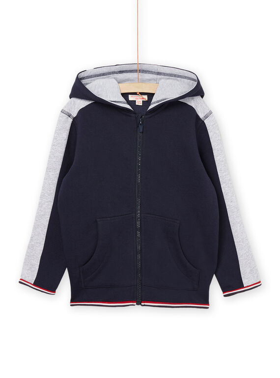Chaqueta de chándal con capucha azul y gris jaspeado POJOJOH1 / 22W902D3JGH705