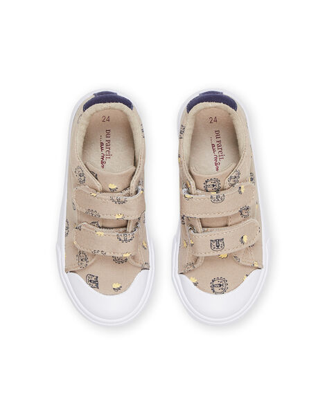 Zapatillas de tela beige con estampado de tigres y leones RUTOILAOP / 23KK3873D16080