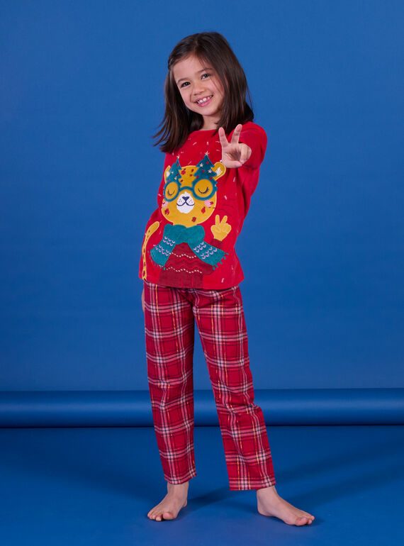 Pijama de Navidad con estampado de leopardo y cuadros PEFAPYJNOE / 22WH1171PYJ050
