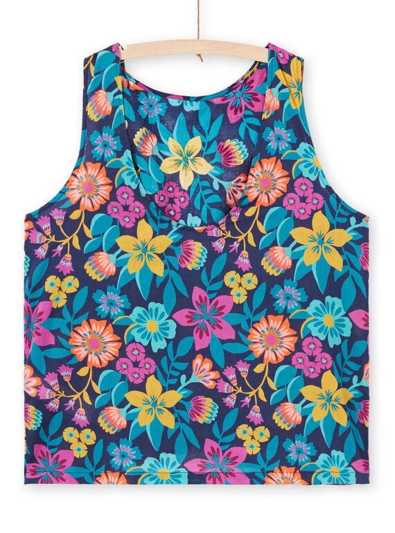 Camiseta de flores de color azul marino LAMUMCHEM2 / 21S993Z2CHEC211