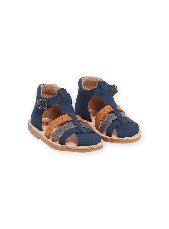 Sandalias de piel de color azul marino RUSANDBRIDE / 23KK3861D0E070