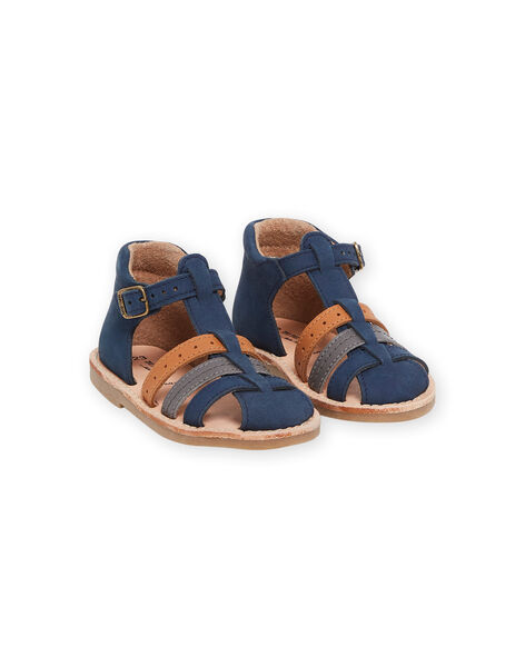 Sandalias de piel de color azul marino RUSANDBRIDE / 23KK3861D0E070