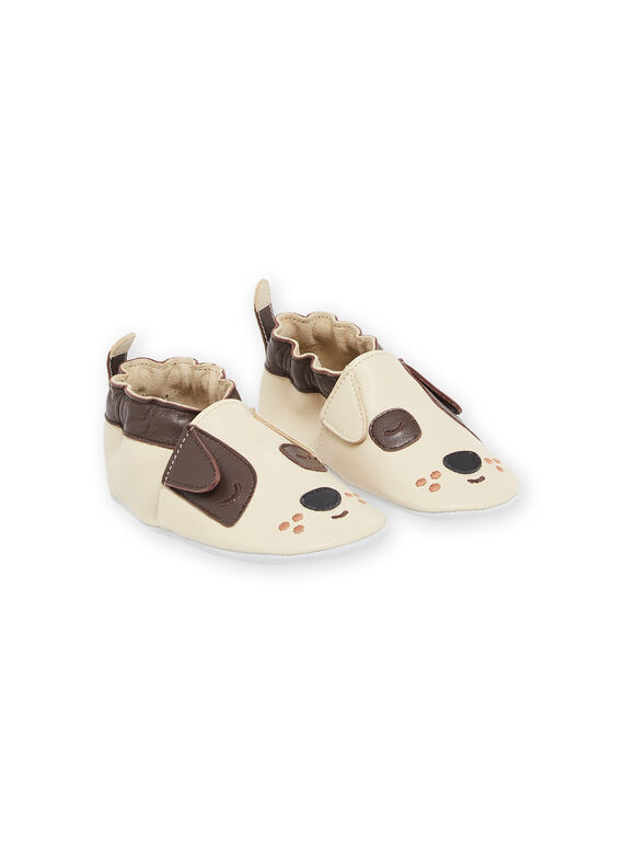 Patucos de piel beige con estampado de perro RUCHOSDOG / 23KK3841D3S080