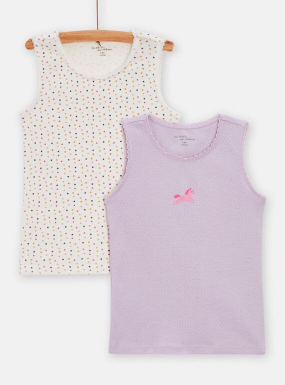 Pack de 2 camisetas de tirantes de color crudo y parma para niña TEFADEDRA / 24SH1162HLI320